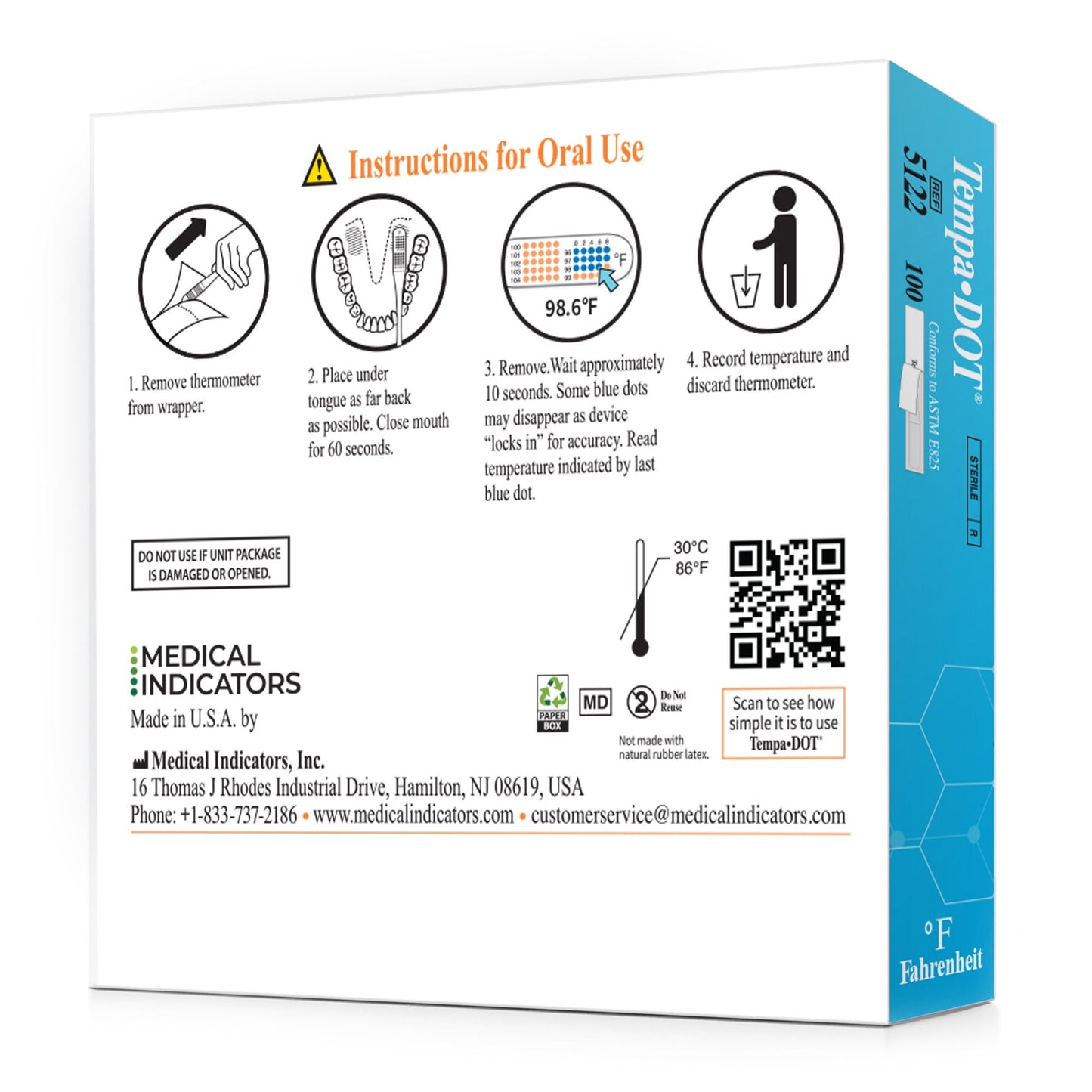 Medical Indicators Tempa·DOT™ Oral / Axillary Thermometer