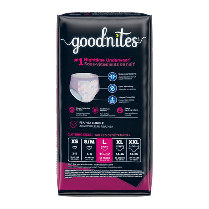 GoodNites® Night Time Underwear, Large for Girls weighing 68 – 95 lbs.