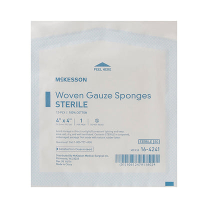 McKesson Sterile Gauze Sponge, 4 x 4 Inch, 12-Ply
