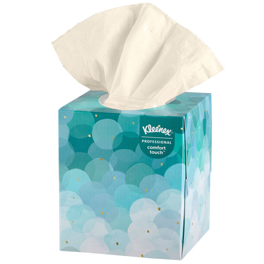 Kleenex Facial Tissue, Two-Ply, Cube Container, Boutique White