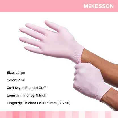 McKesson Pink Nitrile® Nitrile Exam Glove, Large, Pink