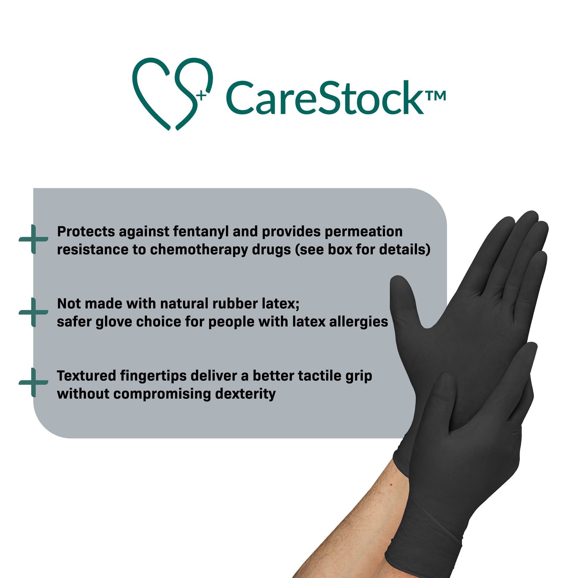 CareStock™ Nitrile Exam Glove, Small, Black