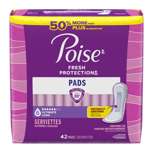 Poise® Fresh Protection Pads for Light Bladder Leaks, Ultimate Long