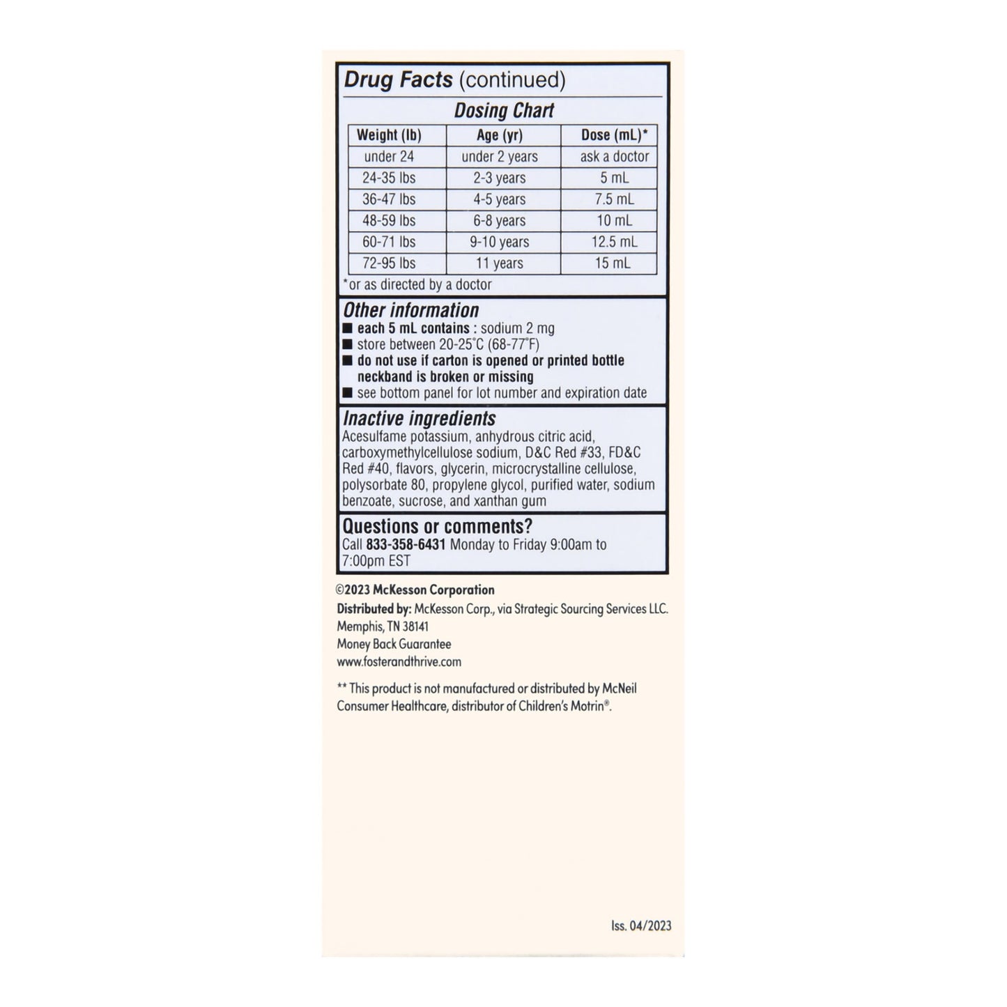 Foster & Thrive™ Ibuprofen Children's Pain Relief, Bubblegum Flavor