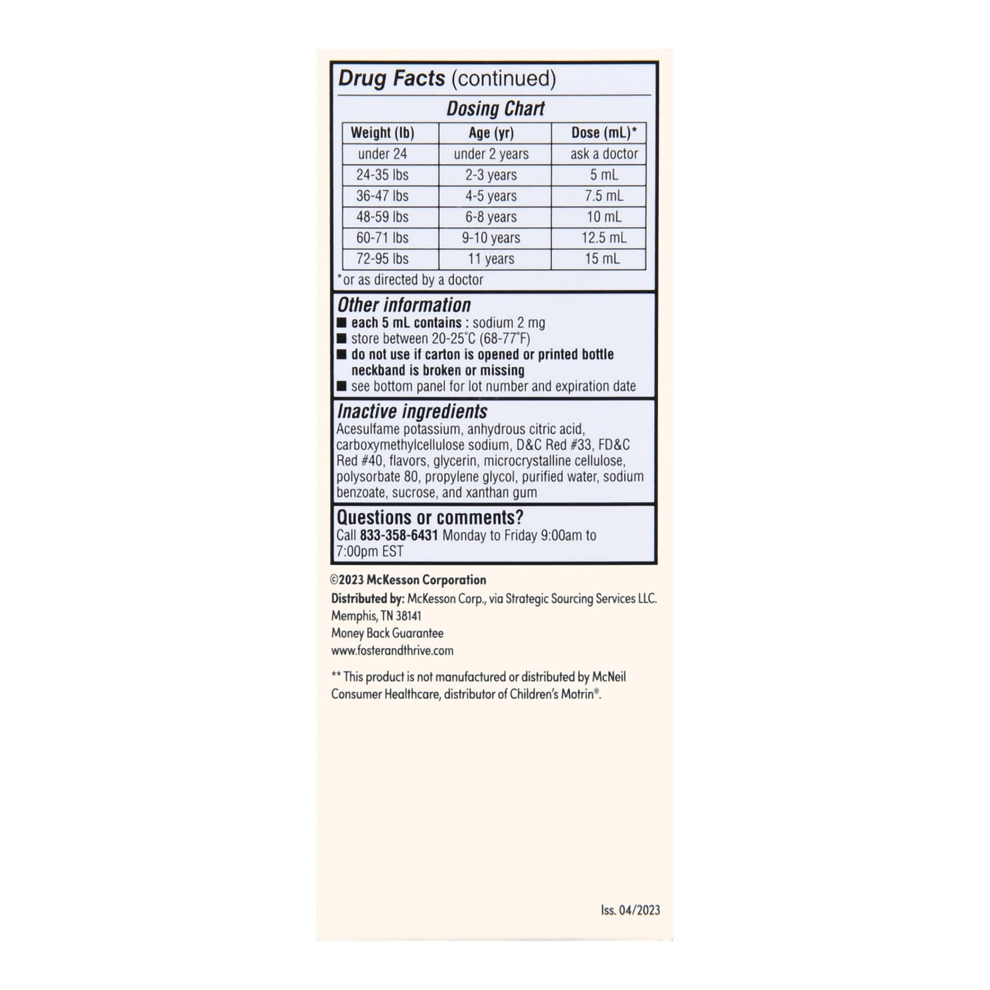 Foster & Thrive™ Ibuprofen Children's Pain Relief, Bubblegum Flavor