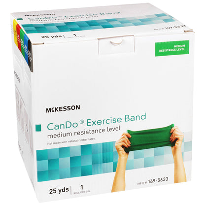 McKesson Exercise Resistance Band, Green, 5 Inch x 25 Yard, Medium Resistance