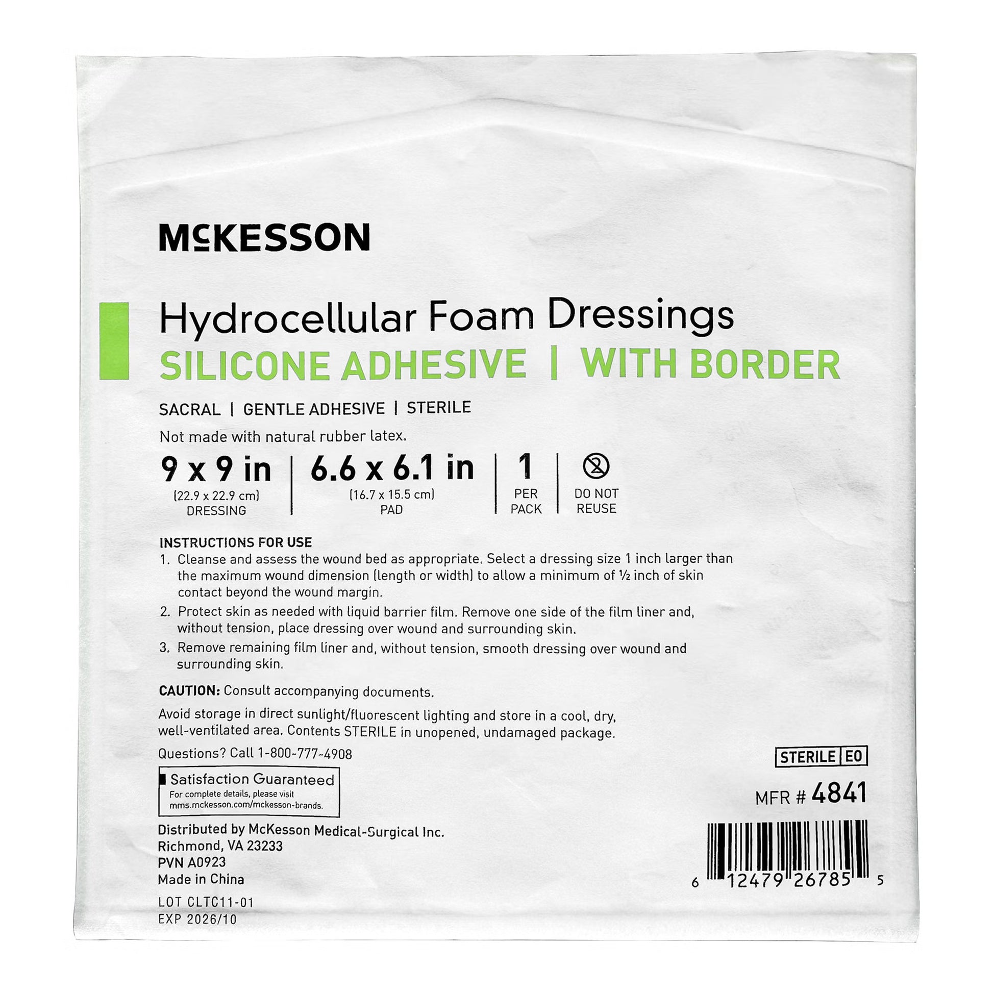 McKesson Hydrocellular Foam Dressing with Border Silicone Adhesive, Sacral