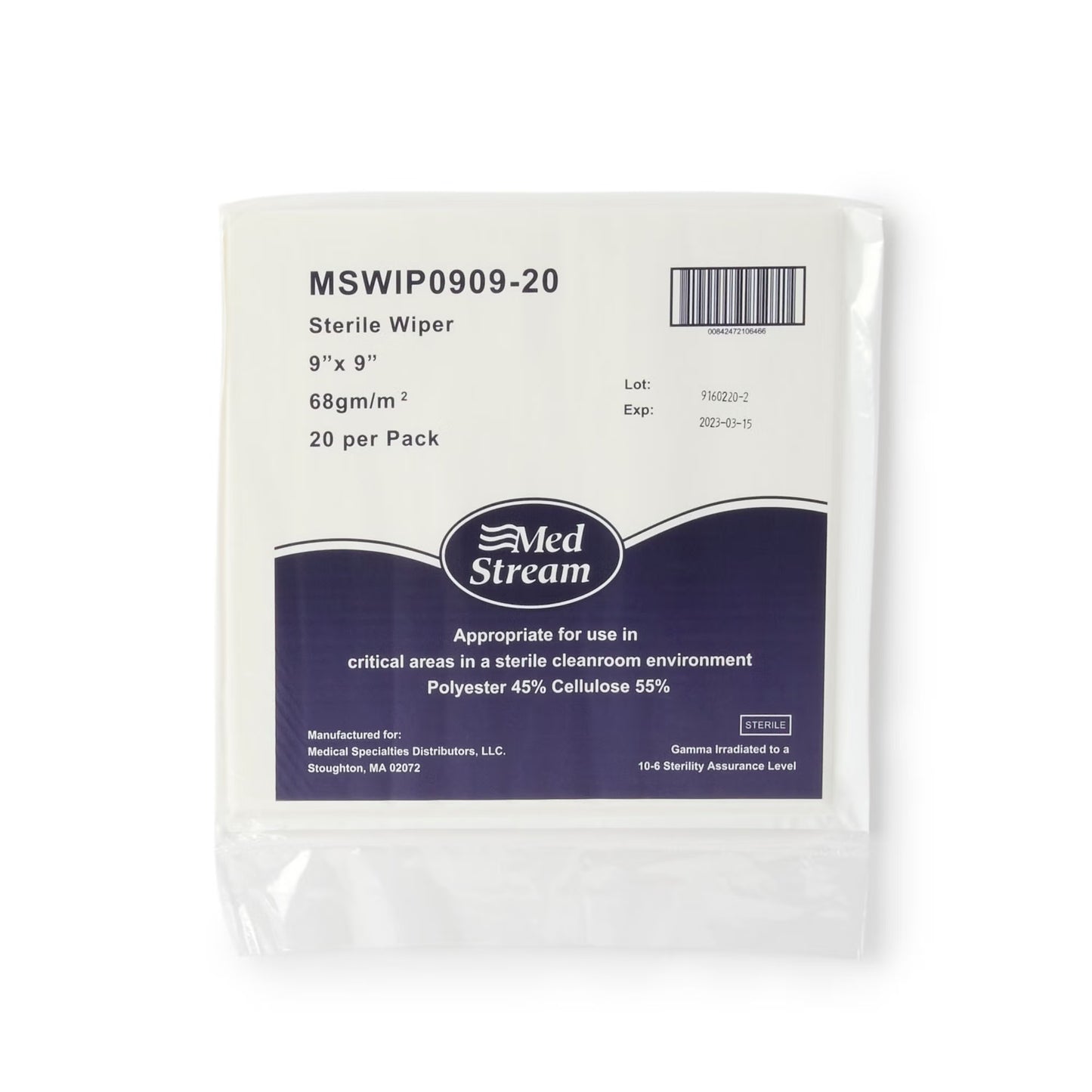 McKesson Cleanroom Wipe ISO Class 5, White, Sterile, Disposable, 9 x 9 Inch