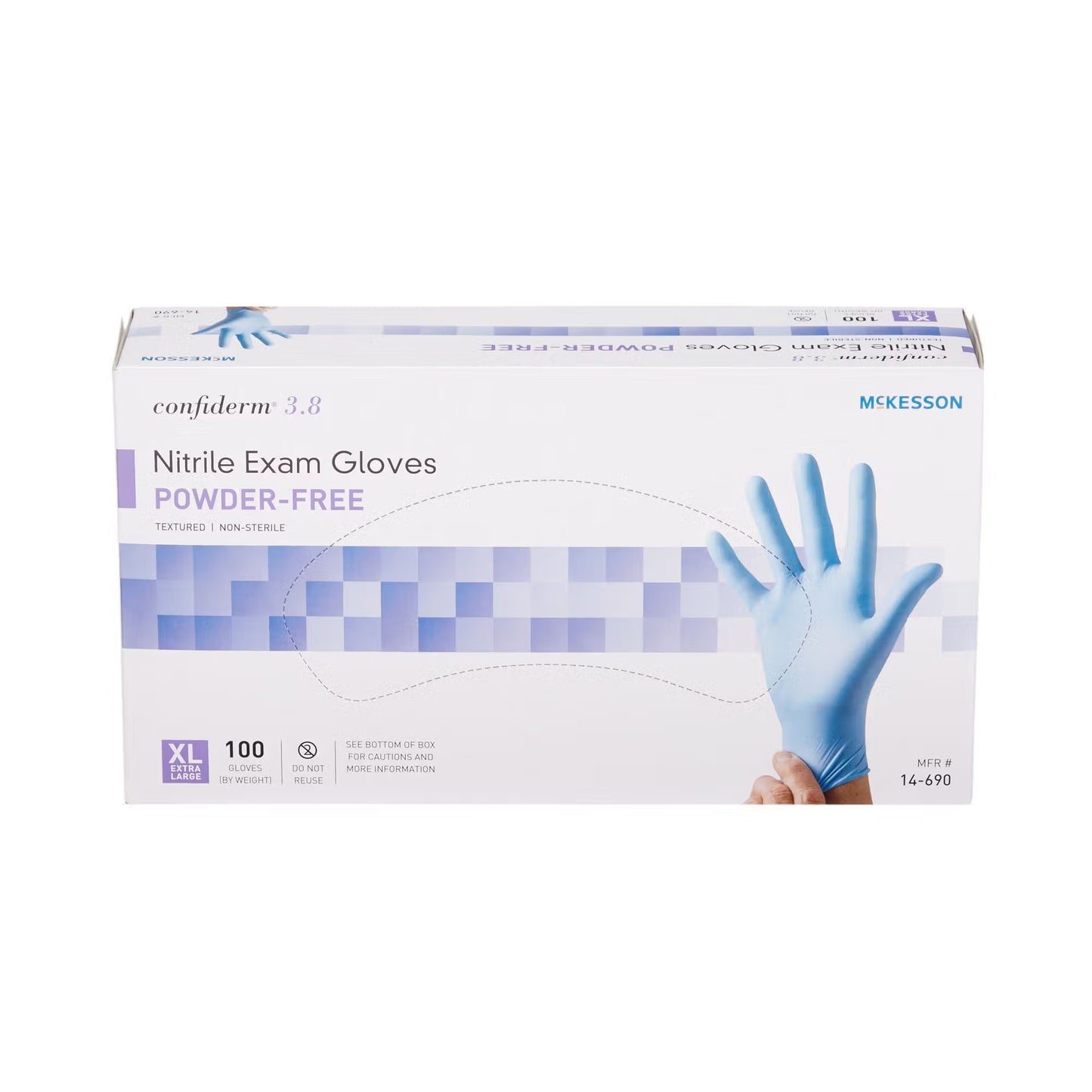 McKesson Confiderm® 3.8 Nitrile Exam Glove, Extra Large, Blue