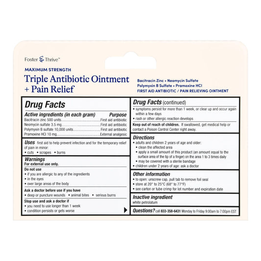 Foster & Thrive™ Maximum Strength Triple Antibiotic + Pain Relief Ointment