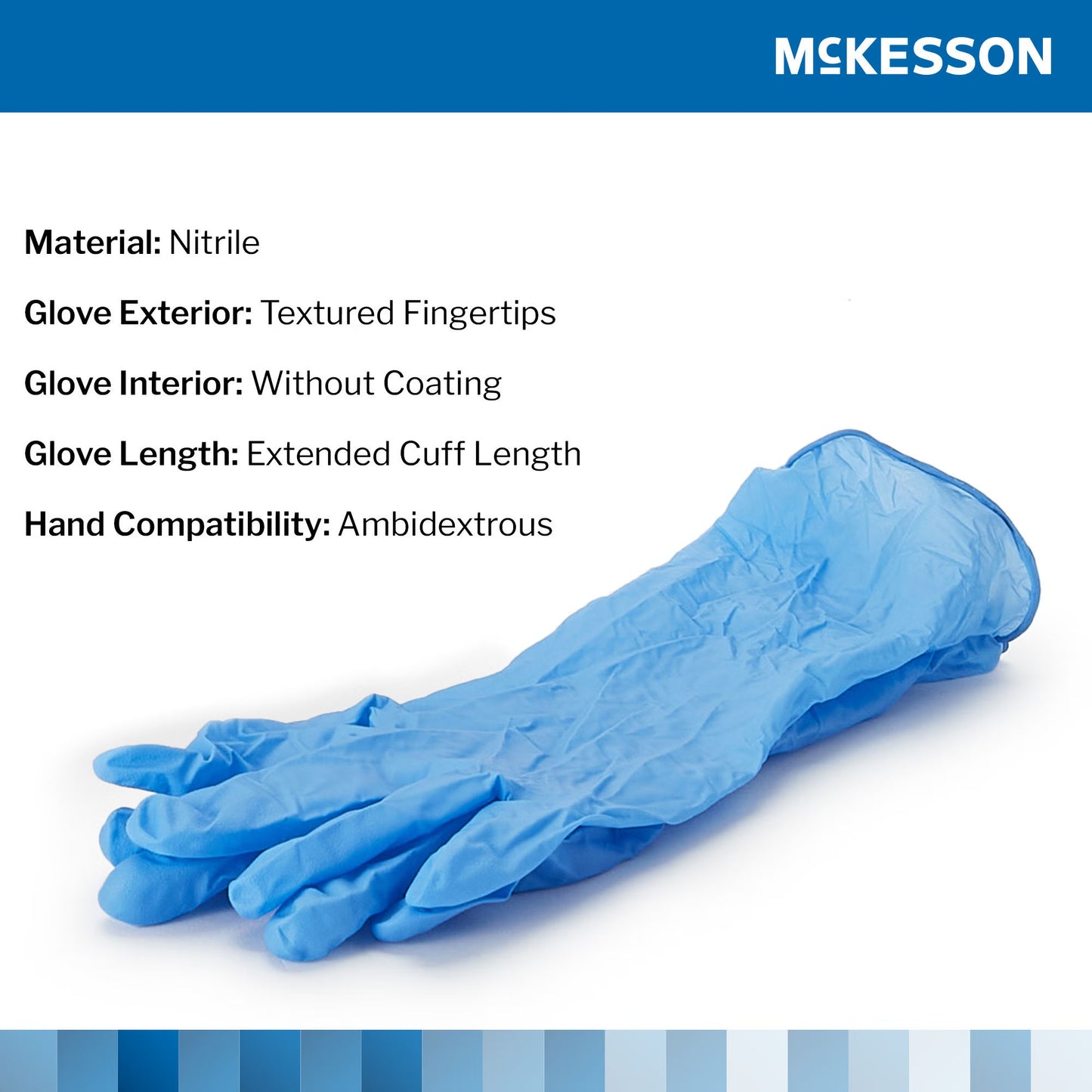 McKesson Confiderm® 6.5CX Nitrile Extended Cuff Length Exam Glove, Large, Blue