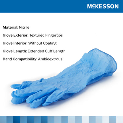 McKesson Confiderm® 6.5CX Nitrile Extended Cuff Length Exam Glove, Large, Blue