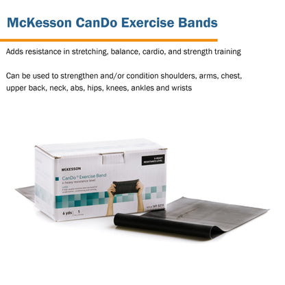 McKesson Exercise Resistance Band, Black, 5" x 6 Yard, Extra-Heavy Resistance