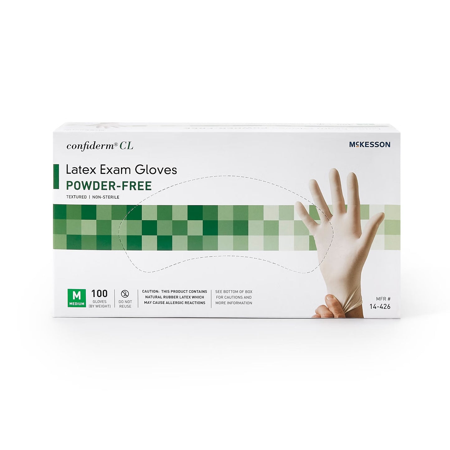 McKesson Confiderm® CL Latex Exam Glove, Medium, Ivory