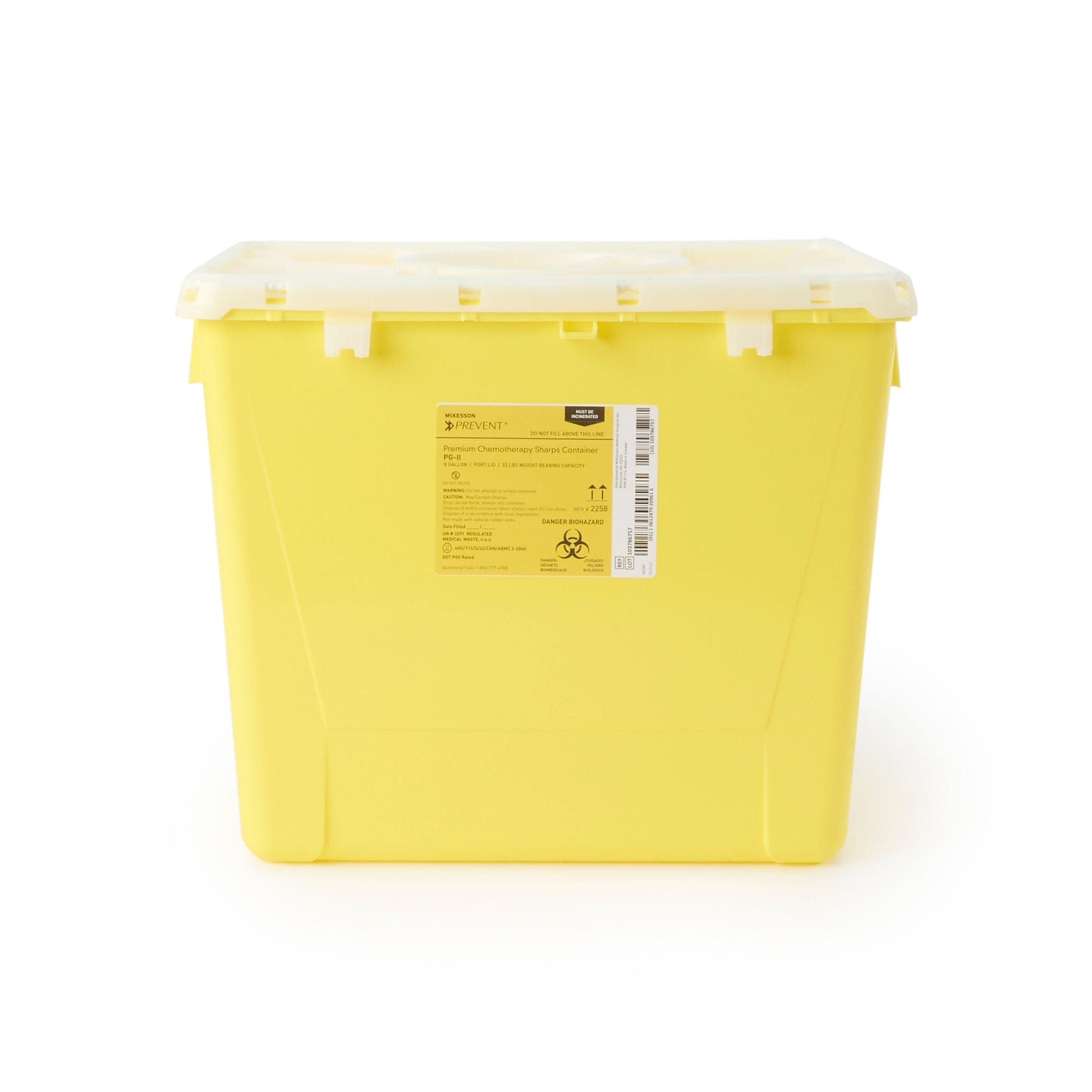 McKesson Prevent® Sharps Container, 8 Gallon, 13-1/2 x 17-3/10 x 13 Inch