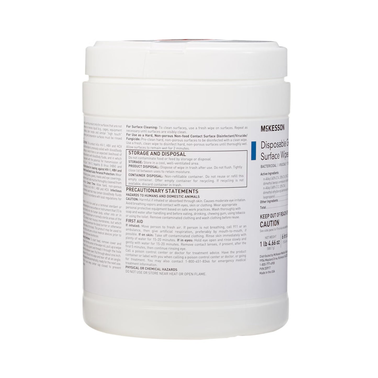 McKesson Germicidal Large Surface Disinfectant Wipes, Canister, 160 ct.
