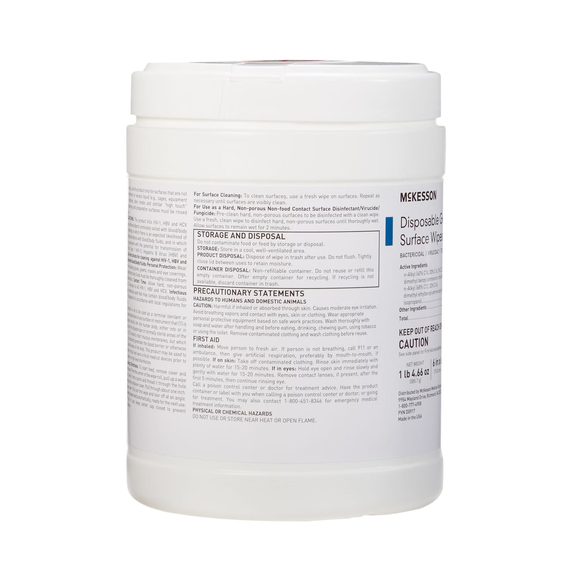 McKesson Germicidal Large Surface Disinfectant Wipes, Canister, 160 ct.
