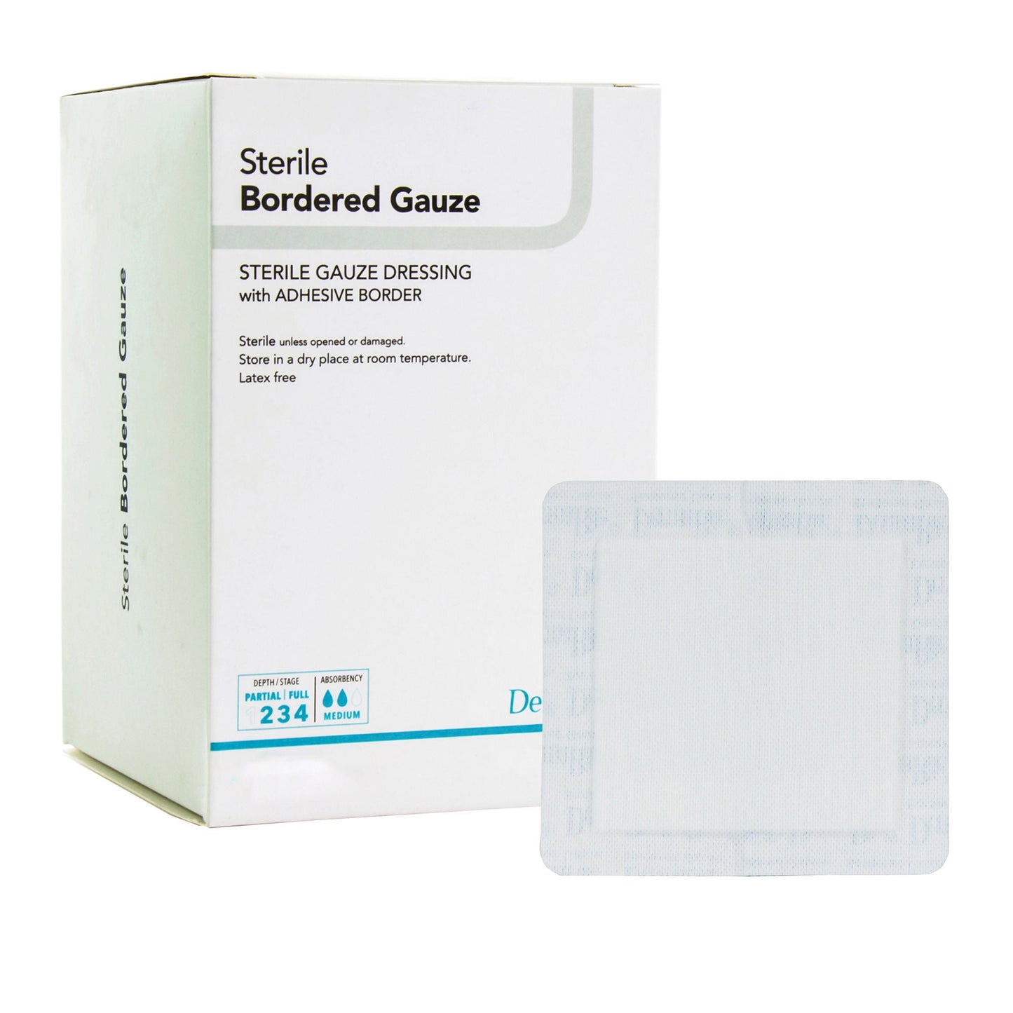 DermaRite® Gauze Adhesive Dressing, White, Sterile, 4 X 8 inch