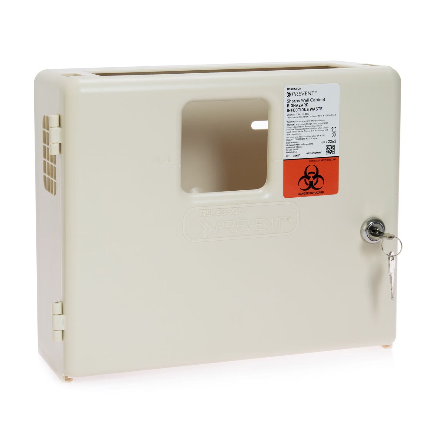McKesson Prevent® Sharps Collector Wall Cabinet, 12¼ x 4¾ x 10 Inch
