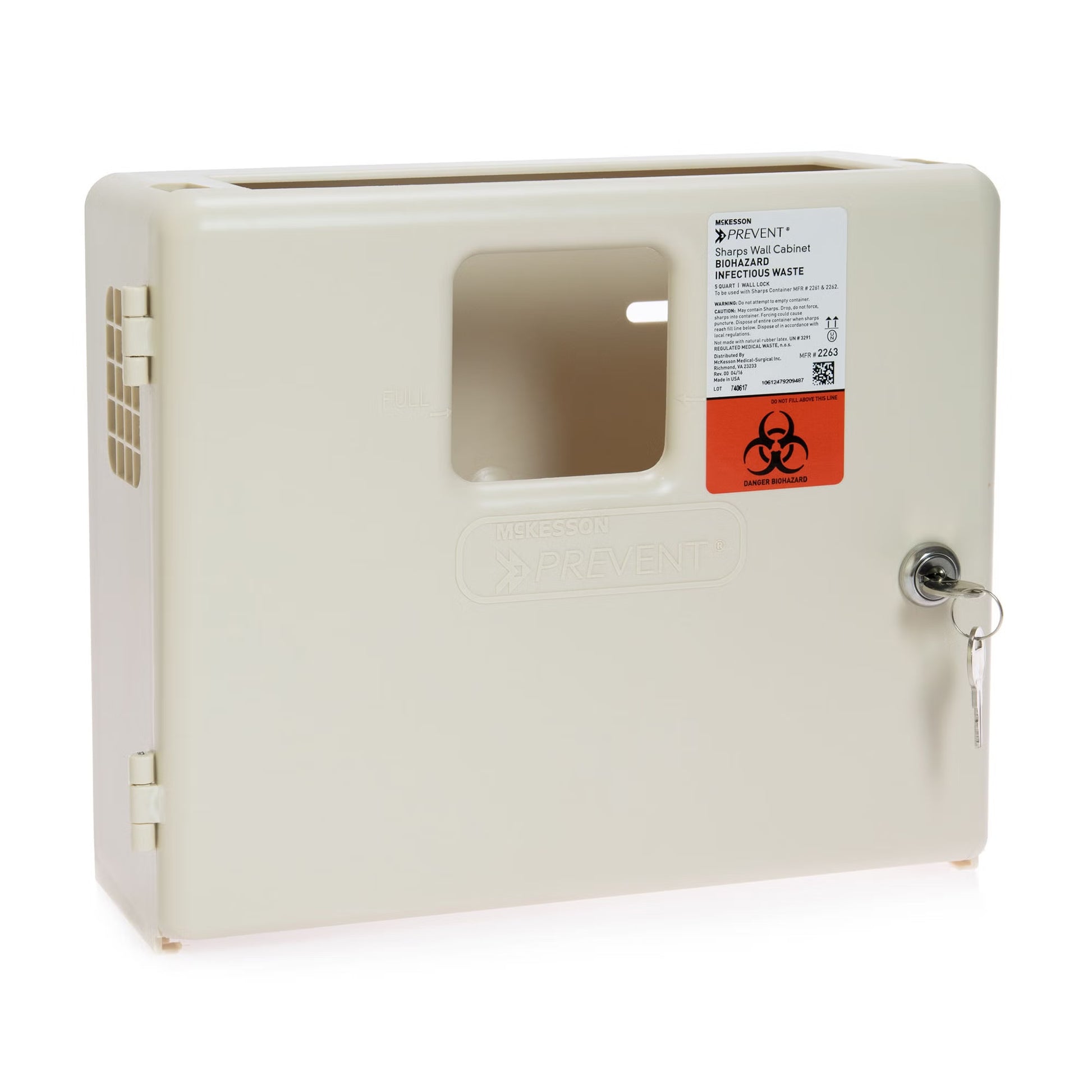 McKesson Prevent® Sharps Collector Wall Cabinet, 12¼ x 4¾ x 10 Inch