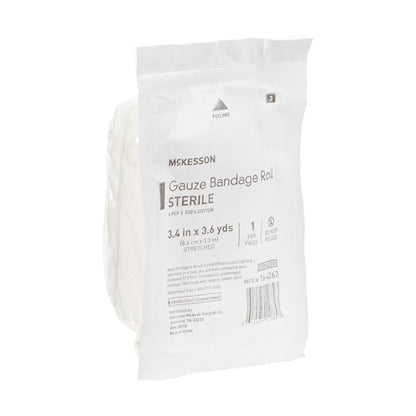 McKesson Sterile Fluff Bandage Roll, 3-2/5 Inch x 3-3/5 Yard, Six Ply