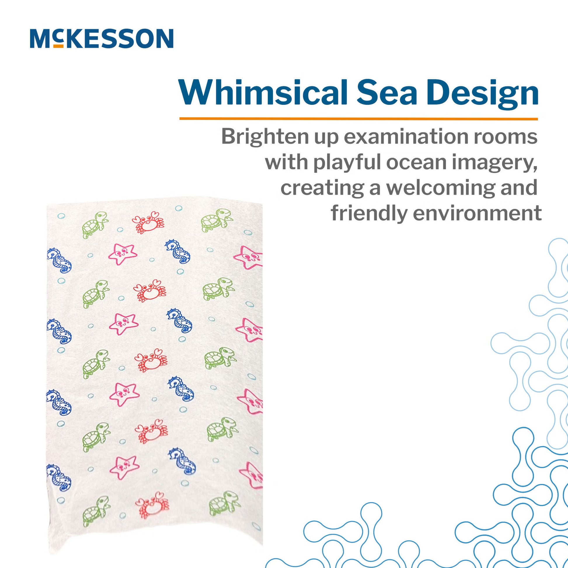 Table Paper McKesson 21 Inch Width 125 Foot Length Print (Sea Friends) Crepe