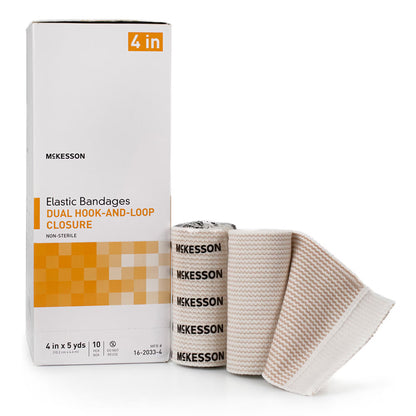 McKesson Double hook-and-loop closure Elastic Bandage, 4 Inch x 5 Yard