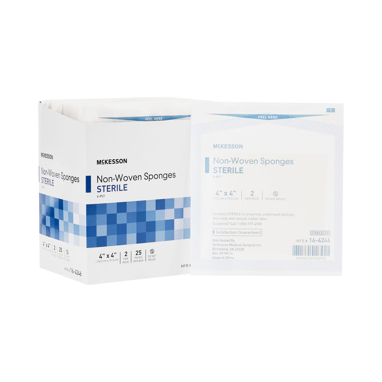 McKesson Sterile Nonwoven Sponge, 4 x 4 Inch, Six Ply