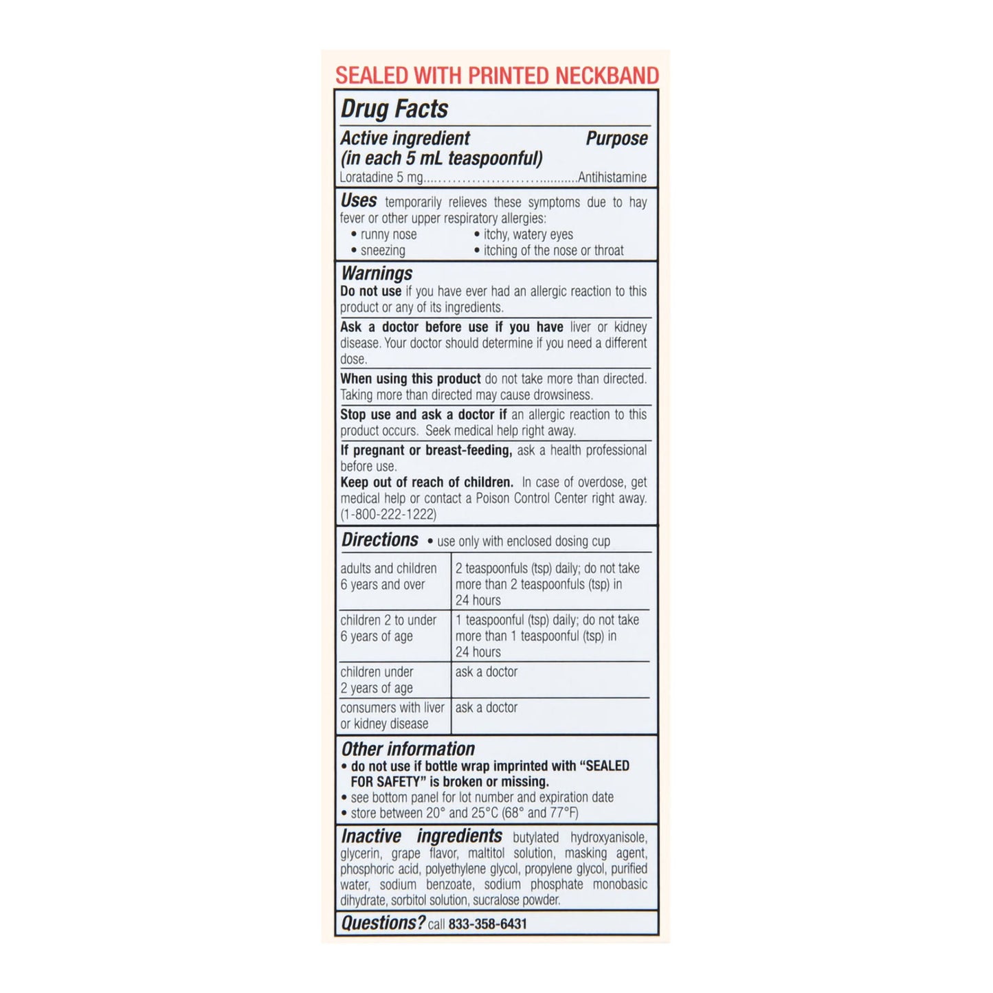 Foster & Thrive™ Children's Allergy Loratadine Oral Solution, Grape Flavor