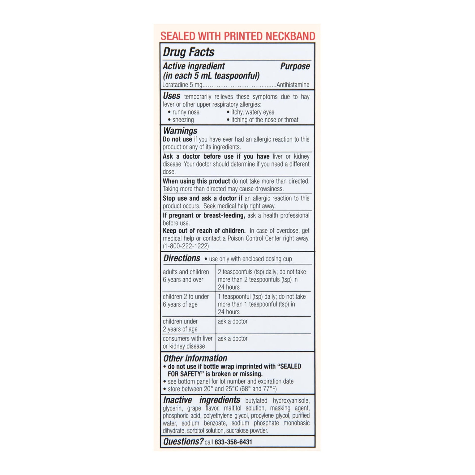 Foster & Thrive™ Children's Allergy Loratadine Oral Solution, Grape Flavor