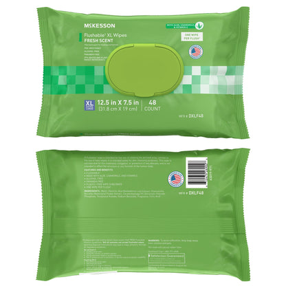 McKesson Flushable* Wet Wipes XL - Scented, 48 Wet Wipes per Pack