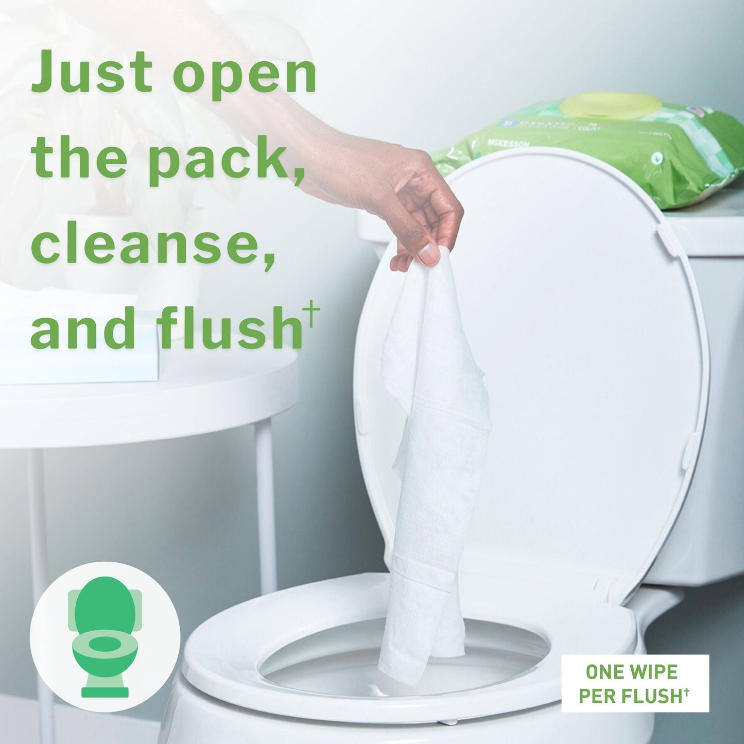 McKesson Flushable* Wet Wipes XL - Unscented, 96 Wet Wipes per Pack