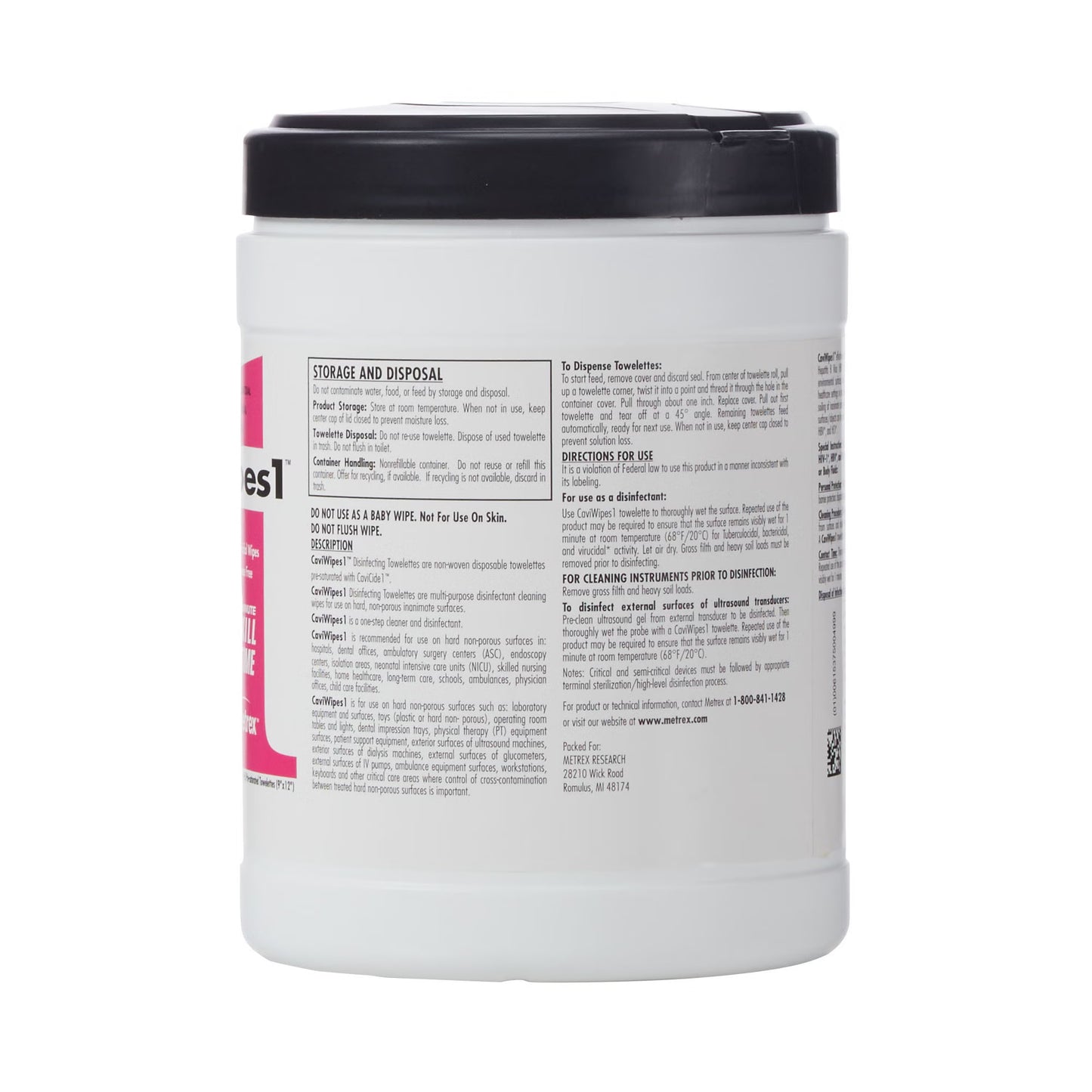 CaviWipes1 Surface Disinfectant, Alcohol Based, nonsterile, Disposable