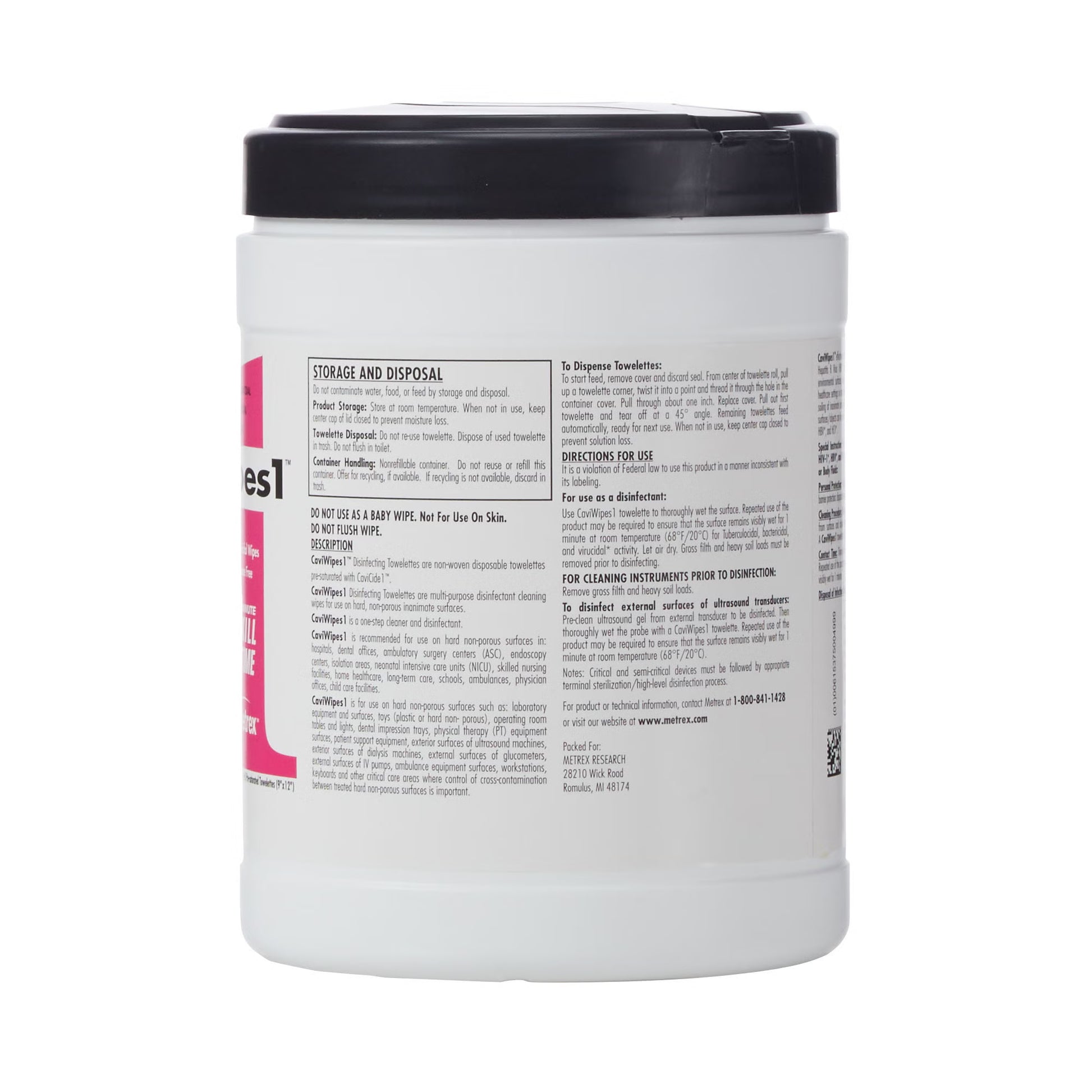 CaviWipes1 Surface Disinfectant, Alcohol Based, nonsterile, Disposable