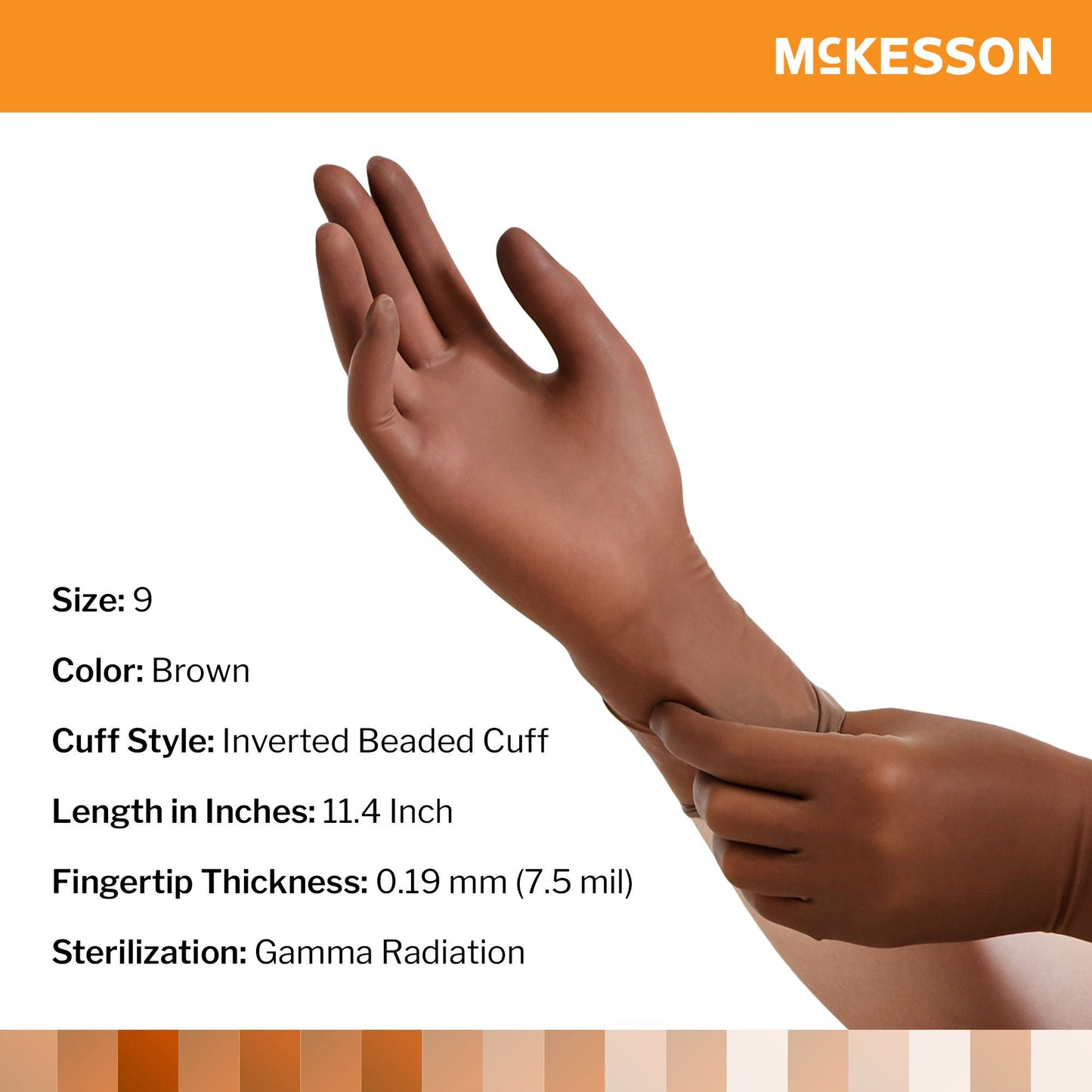 McKesson Perry® Latex Surgical Glove, Size 9, Brown