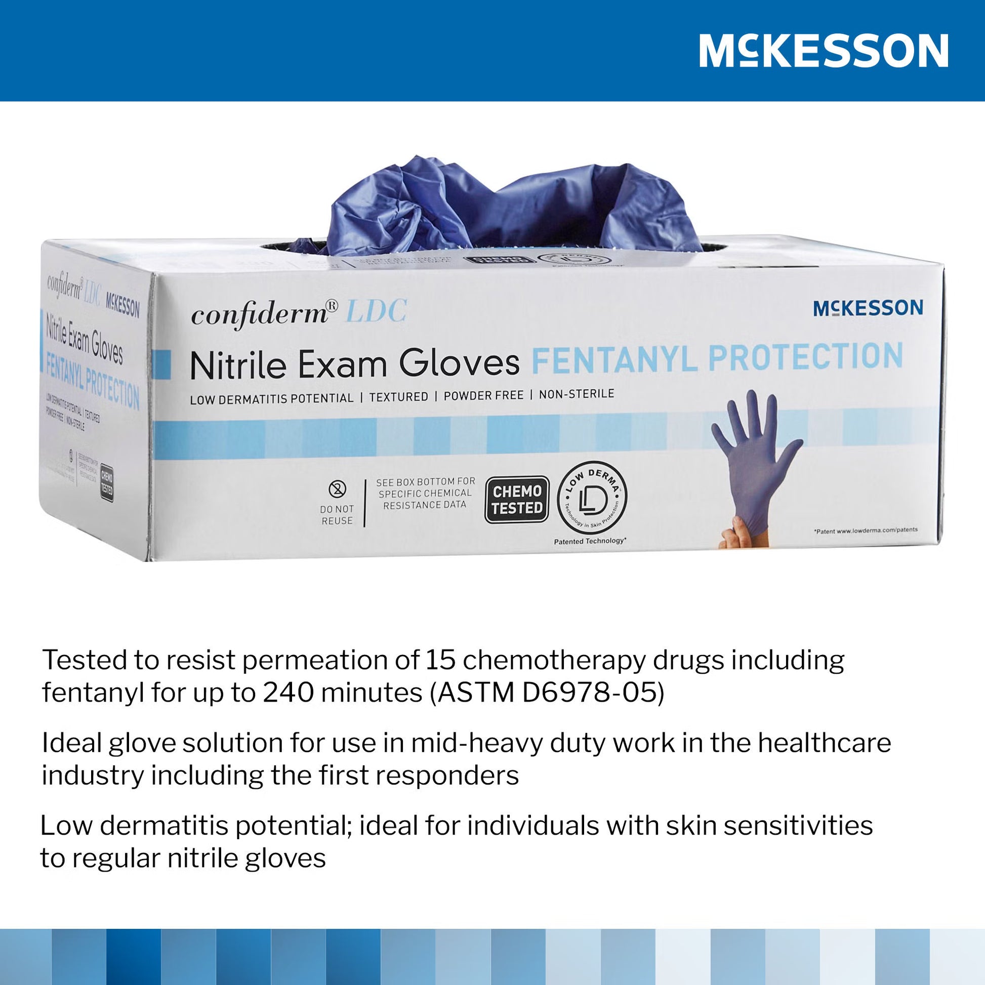 McKesson Confiderm® LDC Exam Glove, Medium, Blue