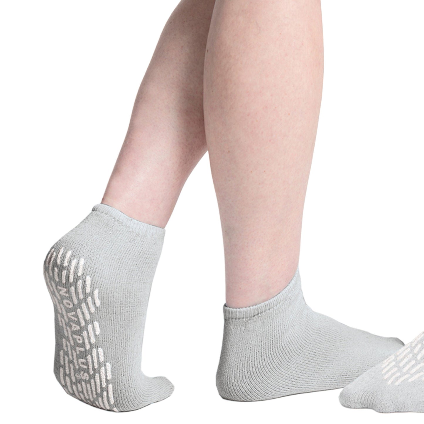 Slipper Socks Novaplus Unisex Adult X-Large Double Tread Single Patient Use Gray