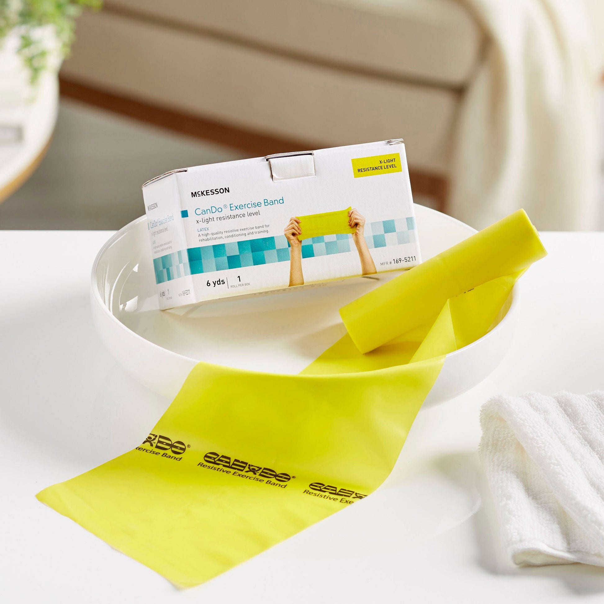 McKesson Exercise Resistance Band, Yellow, 5" x 6 Yard, Extra-Light Resistance