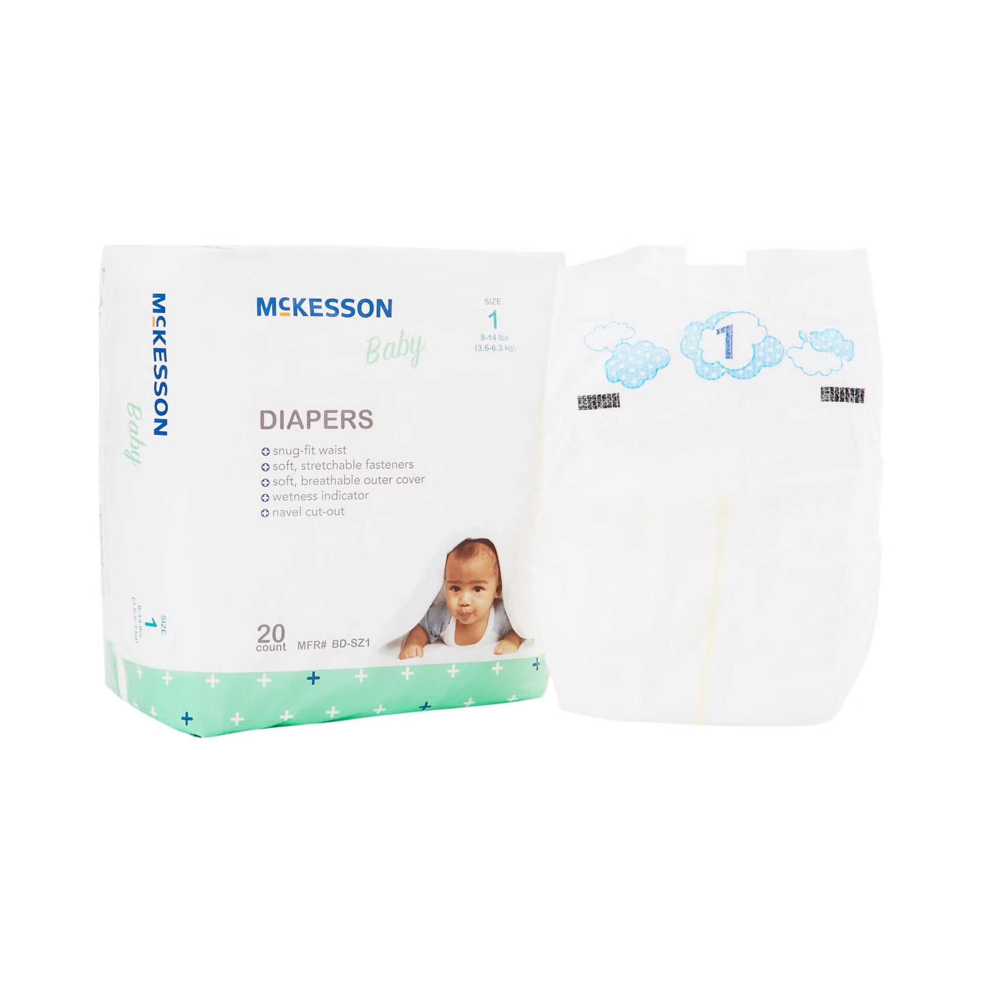 McKesson Baby Diaper, Size 1 for Babies weighing 8 – 14 lbs.