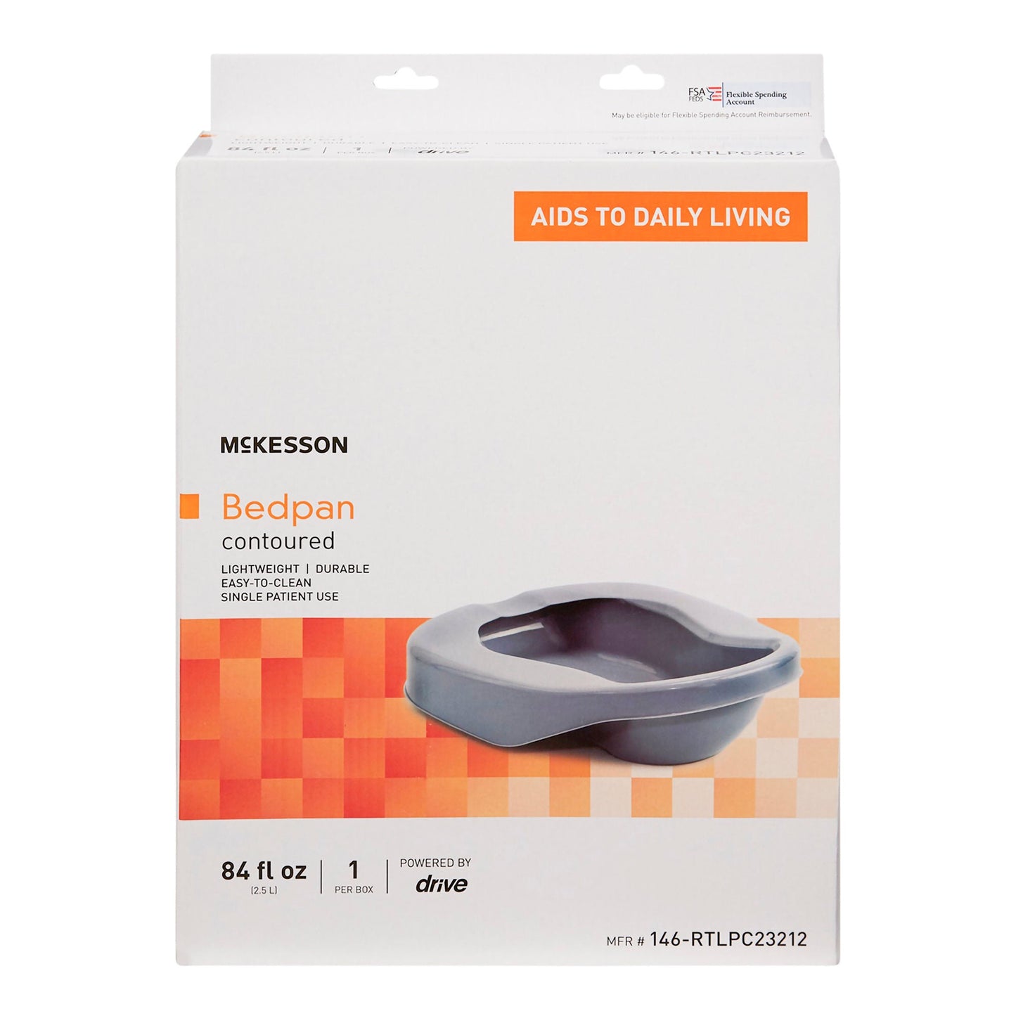 McKesson Reusable Contoured Bedpan, 84 oz.