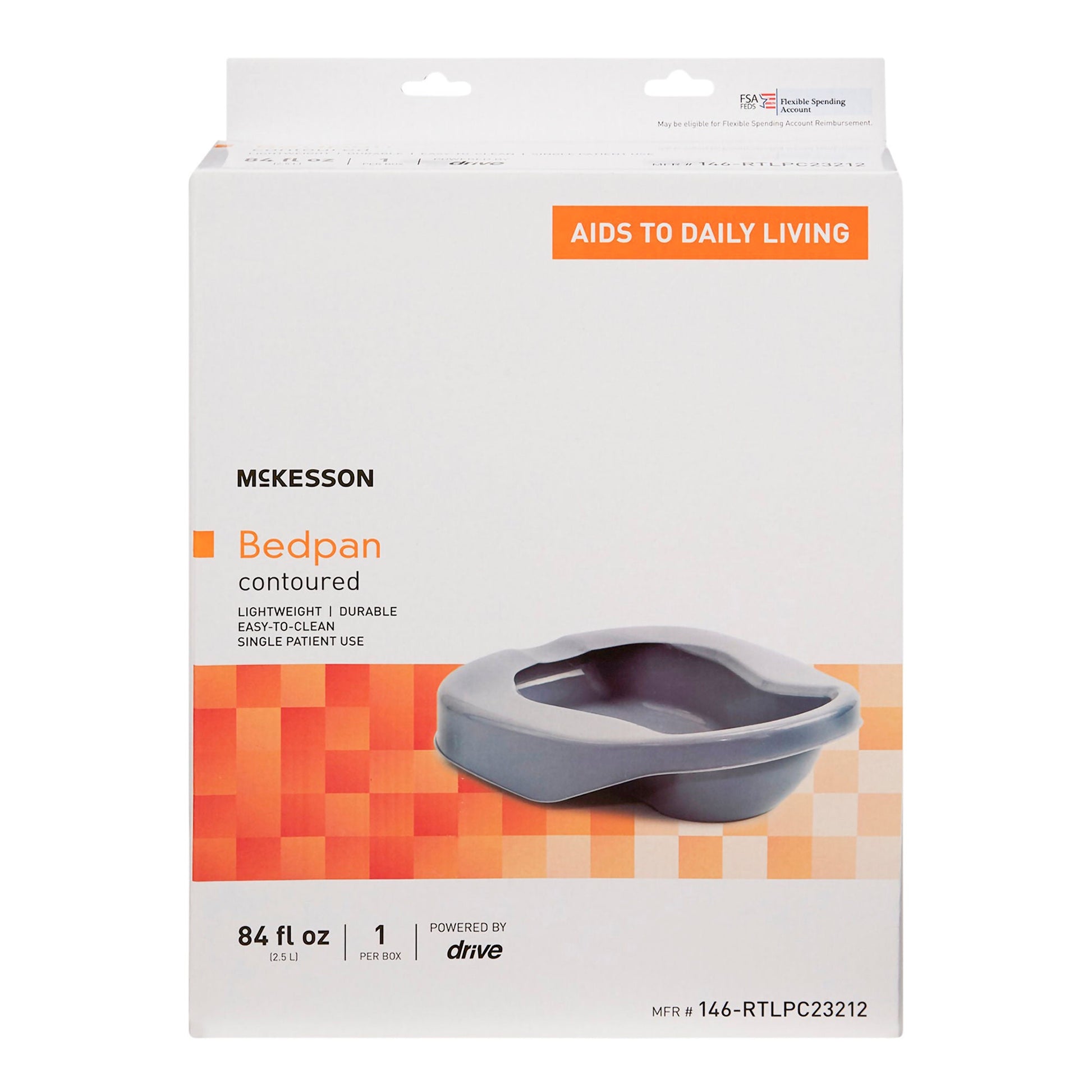 McKesson Reusable Contoured Bedpan, 84 oz.