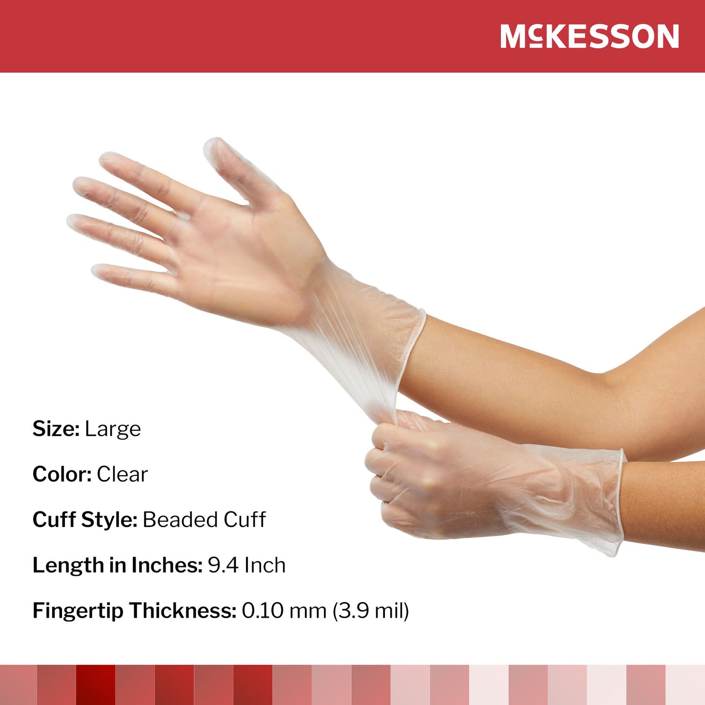 McKesson Vinyl Exam Glove, Large, Clear