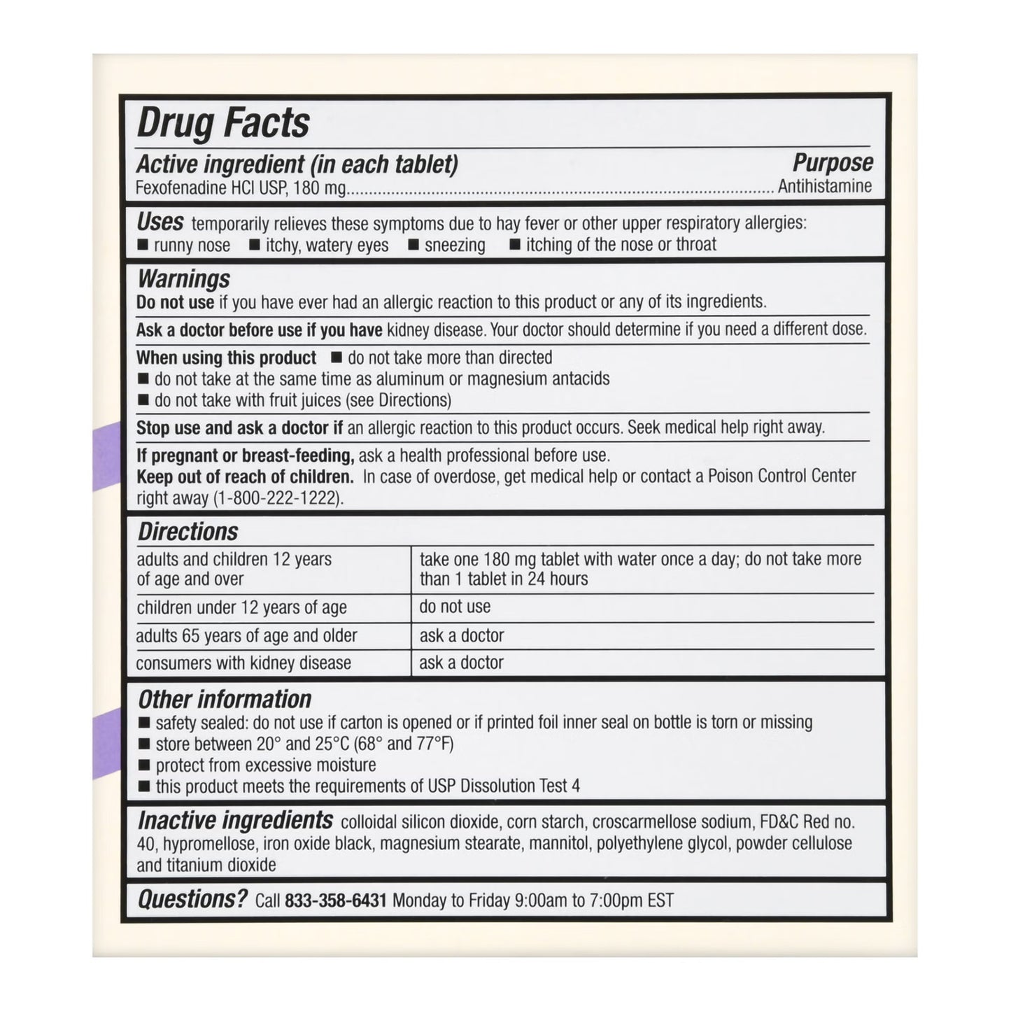 Foster & Thrive™ 24 Hour Allergy Relief Fexofenadine HCl USP 180 mg Tablets