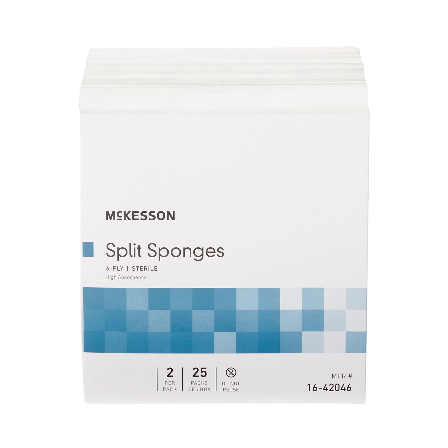 McKesson IV/Drain Split Dressing, 4 x 4 Inch, Six Ply