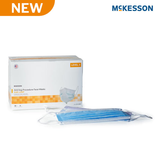 Procedure Mask McKesson Anti-fog Foam ASTM Level 3 Earloops One Size Fits Most