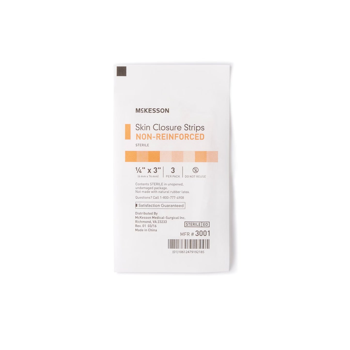 McKesson Nonreinforced Skin Closure Strip, 1/4 x 3 Inch