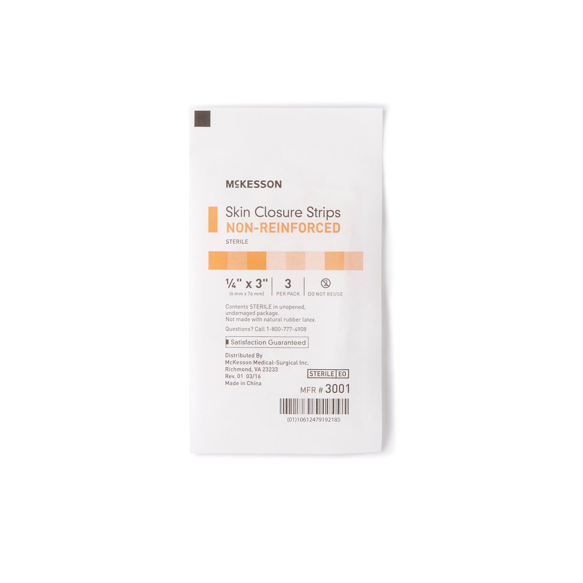 McKesson Nonreinforced Skin Closure Strip, 1/4 x 3 Inch