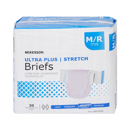 McKesson Ultra Plus Stretch Heavy Absorbency Incontinence Brief, Medium/Regular