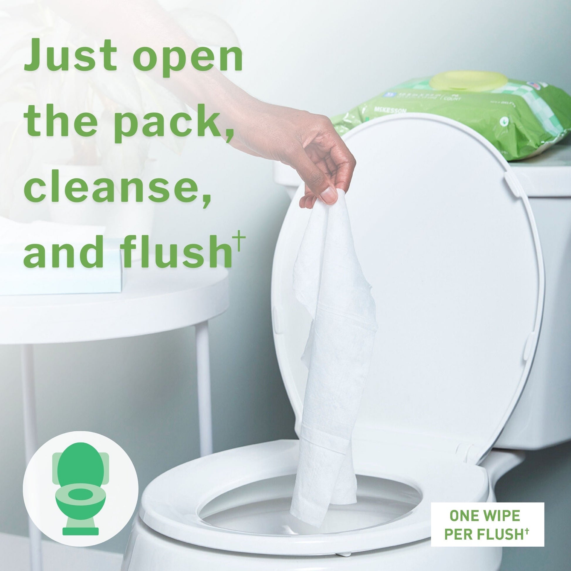 McKesson Flushable* Wet Wipes XL - Unscented, 48 Wipes per Pack