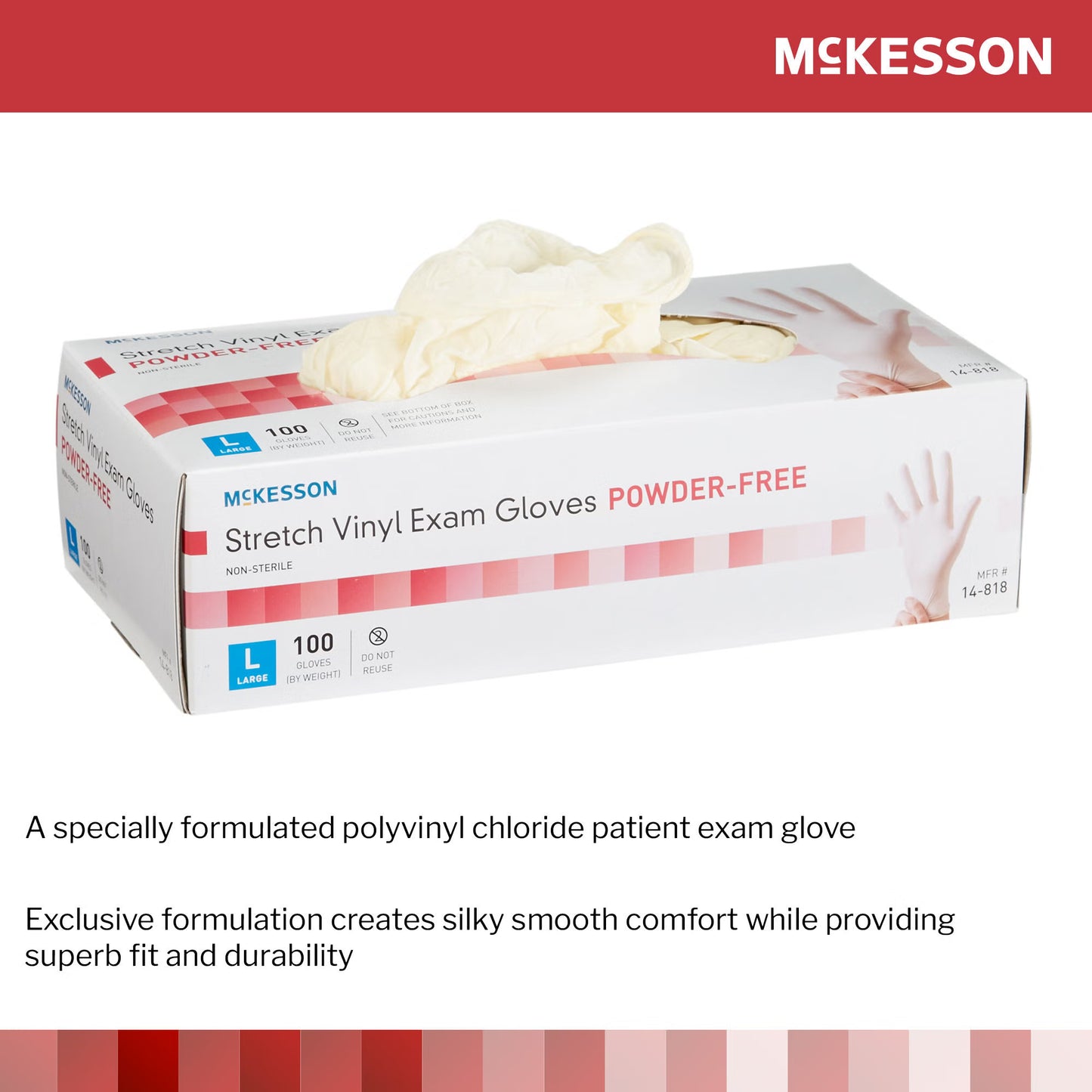 McKesson Stretch Vinyl Exam Glove, Large, Ivory